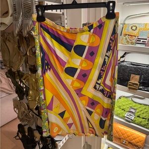 Emilio Pucci Vibrant Multicolor Geometric Silk Skirt